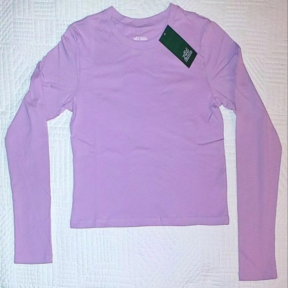 Wild Fable Lightweight Lilac Long Sleeve Crop T-Shirt X-Small - Picture 1 of 6